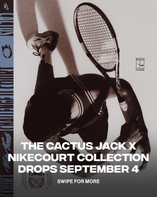 After making its debut yesterday on Carlos Alcaraz at the U.S. Open and following a pre-release in New York City, the Cactus Jack x Nike Court Collection officially drops September 4 on cactusjack.com. 🌵🎾