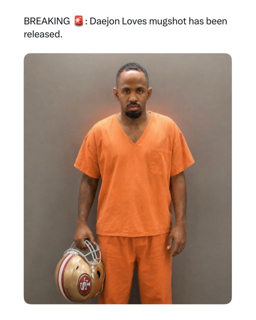 Bro is always carrying his helmet with him 🤣

Daejon Love is facing serious federal allegations after authorities say he spent years pretending to be an NFL player for the San Francisco 49ers. The 49ers and NFL confirmed to investigators that Love never played for or worked for either organization. Prosecutors say he wore 49ers gear, posted football-related content and presented himself online as a wealthy professional athlete. 

The biggest issue is the alleged fraud scheme. Federal authorities accuse Love and Taylor Jamie Chan of scamming at least 26 women out of roughly $1.3 million between 2022 and 2026. Love allegedly met women through dating apps, developed relationships with them and convinced them to put money into supposed investments. Some women were allegedly encouraged to take out personal loans. 

Investigators say the operation went pretty far. According to the federal affidavit, Love allegedly had fake investment balances created, including asking for a screenshot showing an account worth $3.4 million. Authorities also say fake financial information and staged calls were used to make the investments appear legitimate. 

Love was arrested at the Boise airport on August 24, 2026, and has been charged with wire fraud and conspiracy to commit wire fraud. These remain allegations, and the criminal case has not yet established his guilt. The FBI also believes there could potentially be additional victims beyond the 26 already identified. 

Via footballcravee on X