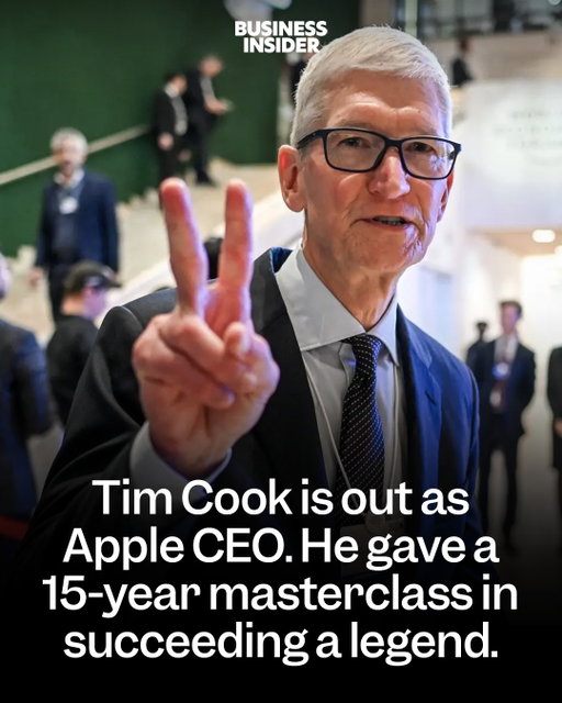 Tim Cook has stepped down as Apple CEO, marking the end of one of the greatest tenures in business history.

Cook took on the daunting task of succeeding Steve Jobs, just weeks before his premature death in October 2011.

Vanishingly few people would have dared follow Jobs, Apple's iconic cofounder who reshaped how the world works with revolutionary devices such as the iPod and iPhone.

Yet Cook pulled off what few thought possible: taking Apple to the next level. During his 15 years in charge, Apple roughly quadrupled its annual net sales and net income to over $400 billion and $100 billion, respectively, catapulting its market capitalization from around $350 billion to $4.6 trillion.

Now that Cook has made way for his own successor — Apple's hardware chief John Ternus — there are clear lessons to be learned from his success in following a legendary CEO. Read about them at the link in our bio.

Story by Theron Mohamed

(Credit: Getty Images)

#apple #ceo #success