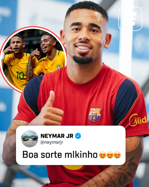 NEYMAR 🤝 GABRIEL JESUS 🤝 BARCELONA! Já pensou os dois juntos no clube blaugrana, fã de esporte?

O Neymar aproveitou o dia do anúncio de Gabriel Jesus no Barça e mandou boa sorte para o ex-atacante do Arsenal! 🤩 🇧🇷 

#FutebolNaESPN #Barcelona #Neymar #GabrielJesus