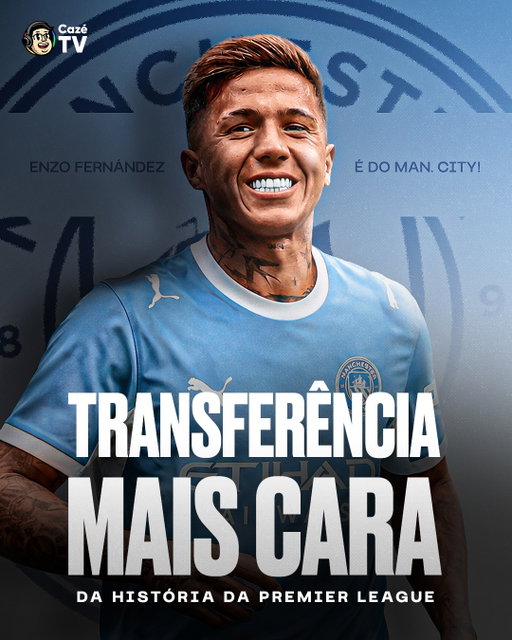 Vendido por 870 MILHÕES DE REAIS, a transferência do Enzo Fernandez pro Manchester City se tornou a MAIS CARA DA HISTÓRIA da Premier League.

#CoberturaCazeTV #Original #cztv43 #PremierLeaguenaCazeTV #ManchesterCity