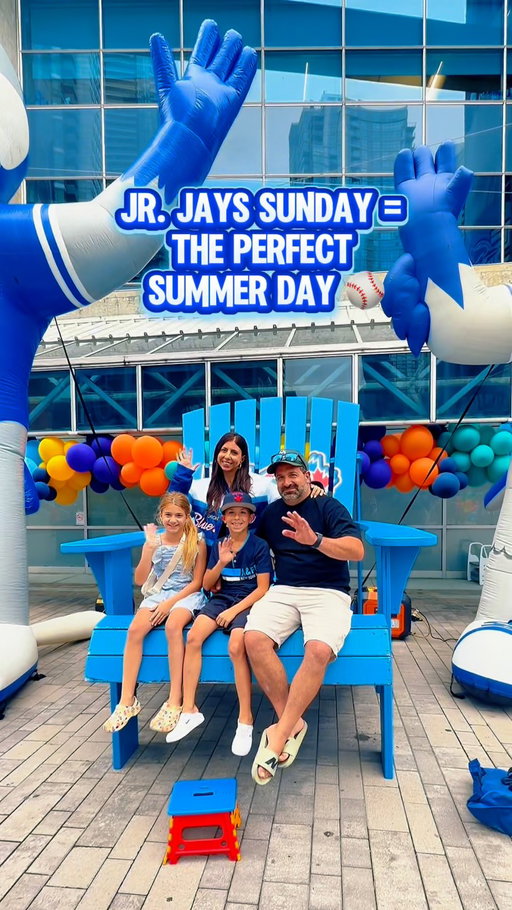 Nothing says TORONTO SUMMER quite like this 💙@bluejays 

We spent our Sunday at Rogers Centre for Jr. Jays Sunday and the kids were absolutely LOVING every second! From the outdoor activities and game-day energy to cheering on the Jays, grabbing all the game-day favourites, and ending the day with Jr. Jays Run the Bases… it was such a good family day. 🥹

One of my favourite moments was stopping for Stuff the Bus and letting the kids pick out school supplies to donate. 🚌📚 Such a simple way to teach them about giving back while supporting Canadian students through Jays Care Foundation’s Affiliate Schools program. 💙

We also grabbed a Jr. Jays All-Star Club Membership, and honestly, I definitely recommend getting one! You get exclusive ballpark experiences, member swag, special opportunities and front-of-the-line access to Run the Bases. ⚾️💙

Already adding Jr. Jays Sunday to our Summer tradition list because this is one you’ll want to do every year! ☀️⚾️

Thank you @bluejays for such an incredible experience! 
 #BlueJays50 #JrJaysSunday #TorontoSummer #TorontoWithKids #BlueJays