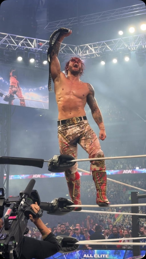Will Ospreay was very emotional after winning the AEW world championship at All In #AEW
