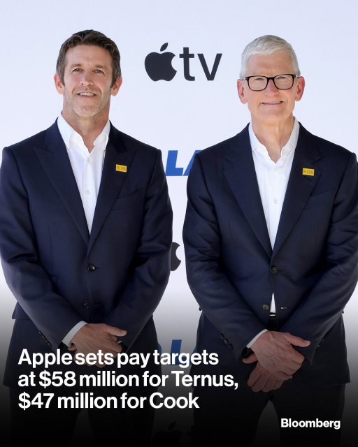 Apple says that new CEO John Ternus will get a compensation package worth about $58 million in fiscal 2027, while Tim Cook’s role as executive chairman will pay around $47 million. Tap the link in our bio to read more.

📷️: Kevin Winter/Getty Images
