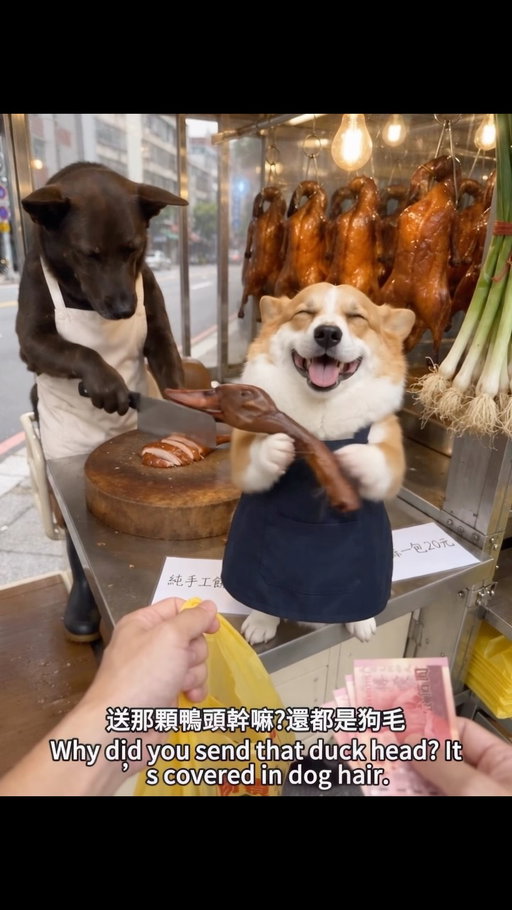 下班路上買烤鴨也能遇到這兩個，又轉行了膩
#dreaminaai #dreaminaseedance25
#dreaminacpp #pet #dog 
@dreamina_ai