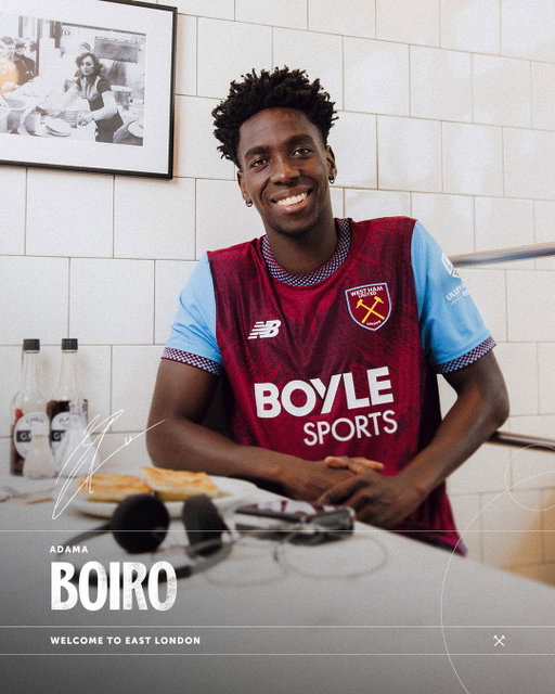 West Ham United is delighted to announce the signing of Adama Boiro on a season-long loan, with an option to make the transfer permanent in the summer of 2027 🤝