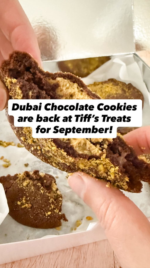 It’s backkkkkkk 🍪 the only cookie to sell out 4 times with a 10k+ waitlist every time is back for the month of September!

The Dubai Chocolate Cookie is back at your nearest @tiffstreats and I highly recommend you head over to their website and order a dozen or ✌🏽 stat before they sell out once again! This double chocolate cookie is filled with pistachio cream and kataifi and topped with chopped pistachios and is oh so addictive! What’s better than a warm box of cookies fresh-out-of-the-oven delivered straight to your door?! NOTHING! 

What are you waiting on? Treat yourself to a dozen of these limited time cookies - you deserve it 😍 
-
-
-
#TiffsTreatsPartner #austintx #dubaichocolate #cookies #cookiedelivery

[ Dubai Chocolate Cookie, double chocolate, pistachio, cookie delivery, nationwide, Tiff’s Treats, gift ideas, limited special ]