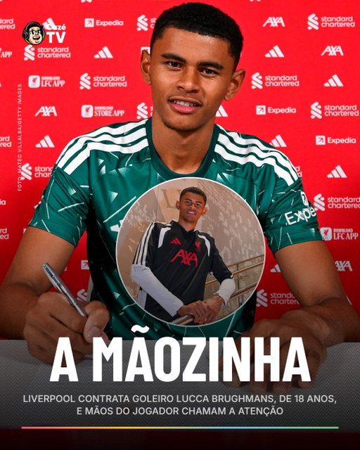 O Liverpool anunciou a contratação do jovem goleiro Lucca Brughmans, do Genk, de apenas 18 anos. Os Reds informaram que ele vai jogar a temporada 26/27 emprestado ao clube belga. O tamanho das mãos do jogador chamaram a atenção dos torcedores. 🧤🧤 

#CoberturaCazéTV #Liverpool #FutInter #cztv11