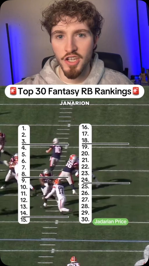 THE top 30 RBs in fantasy football drafts 🚨 #fantasyfootball