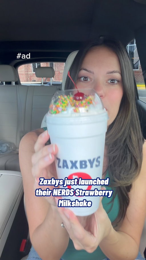 #ad Sweet, crunchy, creamy and tart all in one milkshake has me hooked. @realzaxbys handcrafted NERDS Strawberry Milkshake is here for a limited time! #Zaxbys #ZaxbysPartner
