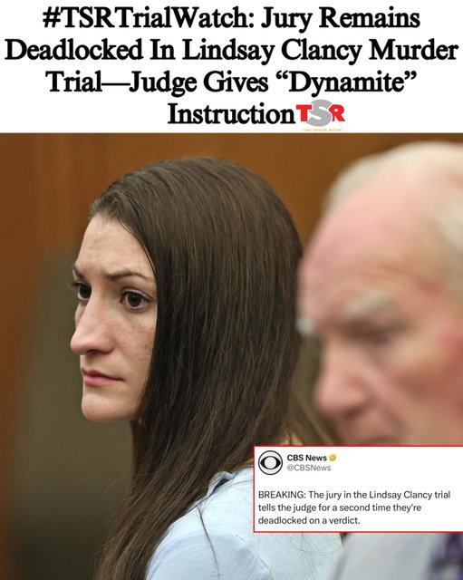 TSR STAFF: Jade Ashley @Jade_Ashley94 
____________________________________
#TSRTrialWatch: It looks like the jury in the #LindsayClancy murder trial is still unable to come to a verdict. 
____________________________________
According to @cbsnews, after more than 27 hours of deliberations, the jury still remains deadlocked. This is the second time that they have notified the judge that they were unable to reach a verdict. 
____________________________________
As a result, Judge William Sullivan read the “Tuey-Rodriguez” instructions to the jury, which is a last resort to get the jurors to reach a verdict. It’s noted that this instruction is also known as the “dynamite charge.” 
____________________________________
Clancy is currently being charged with the first-degree murders of her three children in their Duxbury home on January 24, 2023. The jurors can unanimously vote for one of five verdicts, which are not guilty by reason of insanity, not guilty, first-degree murder, second-degree murder, or manslaughter.
____________________________________
According to @apnews, if the jurors cannot reach a verdict, the judge could declare a mistrial, and prosecutors would have to decide whether to put Clancy on trial again, drop the charges, or try to negotiate a plea deal with her legal team.
____________________________________
Kevin Reddington, the attorney for Clancy, has argued that she is not criminally responsible and that she was suffering from postpartum psychosis and overmedicated. While prosecutors are accusing her of planning the murders, and knowing right from wrong. (📸: @apnews) ✍🏾: #TSRStaffJW