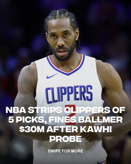 The NBA dropped the hammer on the Clippers 😳 Five first-round picks gone, a $30 million fine for Steve Ballmer and multiple suspensions following the Kawhi investigation.

Via @shams // 📸Getty
