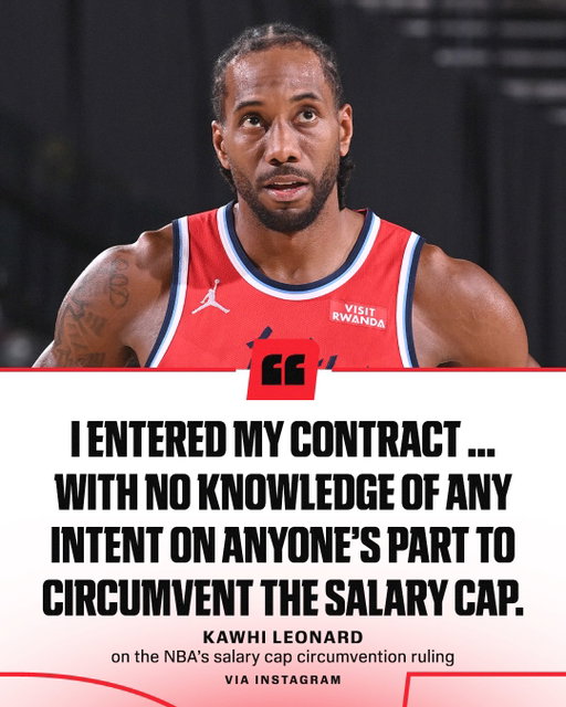 Kawhi says he had no idea his contract involved salary cap circumvention. (via @kawhisklawset)