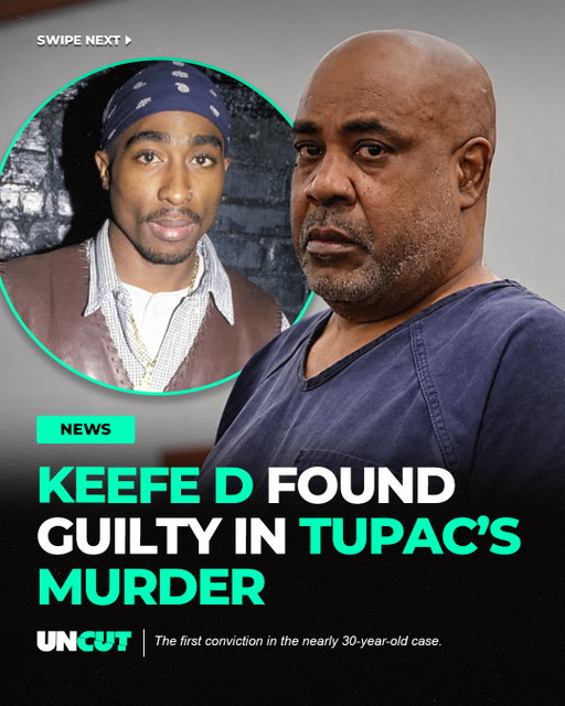 Duane “Keffe D” Davis has been found guilty of first-degree murder in the 1996 killing of Tupac Shakur, nearly 30 years after the shooting 🔫⁠
⁠
Prosecutors said Davis orchestrated the attack as retaliation and supplied the gun, though he was not accused of firing the fatal shots. He now faces a possible life sentence 🚨⁠
⁠
What do y’all think⁉️👀