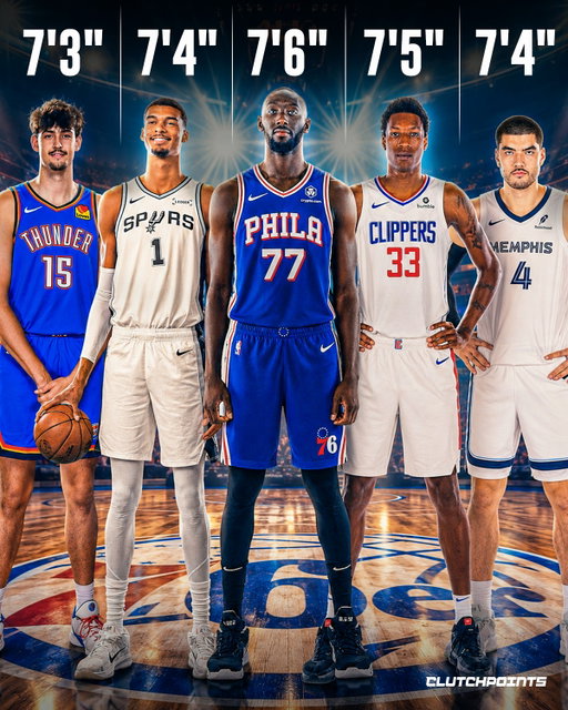 The NBA is turning into the Land of the Giants.

With the Sixers signing 7'6" Tacko Fall, the 2026-2027 season will now have at least 4 players who are 7'4".

Ever since Wemby entered the NBA, he was always the tallest player in the league.

Next season, he'll only be the 3rd tallest player in the NBA assuming both Sharp and Fall make the final roster.

Tacko Fall (7'6")
Jamarion Sharp (7'5")
Victor Wembanyama (7'4")

Before Wemby, most teams were following the Warriors blueprint of going small in exchange for playing at a faster pace and to have more space on offense.

Now, teams are stacking up on size to defend the next face of the NBA.

It's a copycat league, and it's only a matter of time till every team will build a wall high enough to stop one alien.👽