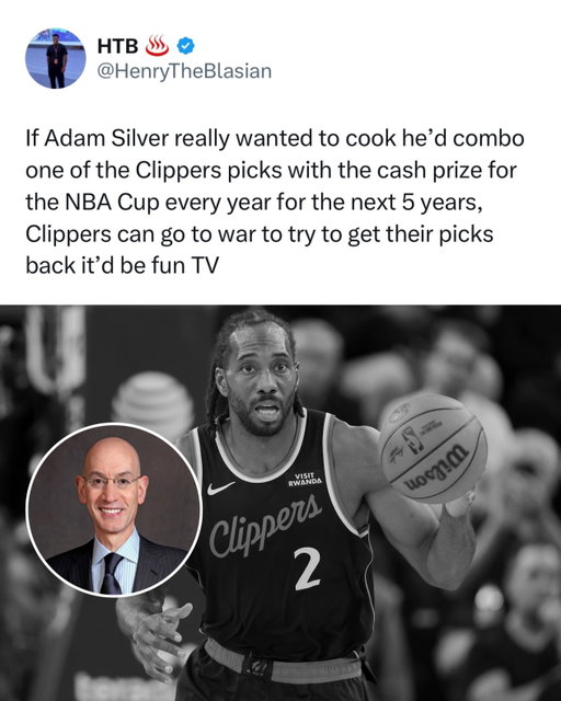 Did he cook with this new idea for the NBA cup? 👀

The Clippers got absolutely hammered by the NBA today. After a year-long investigation into the Kawhi Leonard/Aspiration situation, the league ruled that Los Angeles circumvented the salary cap by helping arrange improper off-court compensation for Kawhi. 

The biggest punishment was insane: the Clippers were forced to forfeit FIVE straight first-round picks, one in 2029, 2030, 2031, 2032 and 2033. Those picks are completely gone, not traded to another team. The NBA also fined the Clippers $30 million, suspended owner Steve Ballmer for a year, and fined Kawhi $700,000. 

This could absolutely destroy the Clippers’ long-term future. First-round picks are a team’s biggest tool for finding young talent or making blockbuster trades, and LA just lost five consecutive ones because of the Kawhi situation. After already giving up a massive package to build the Kawhi/Paul George era, this is another brutal blow to a Clippers experiment that has cost them an unbelievable amount of draft capital.

Follow @basketballnews for more post like this