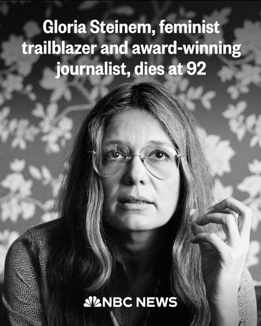 Gloria Steinem, the indefatigable feminist and journalist whose activism revolutionized the personal and professional lives of women, has died. She was 92.

Steinem “passed away peacefully at her home in New York City, surrounded by some of the many who loved her,” a post on her official Instagram page said Thursday. It added that she had died on Wednesday.

“Gloria’s near-century on earth were years well-lived, and she continued working for equality until the very end,” the post said. It did not say how she died.

A pioneer of the 1960s’ era of second-wave feminism, Steinem dedicated her life to causes ranging from reproductive freedom and domestic violence prevention to workplace gender inequalities.

Read more at the link in bio.