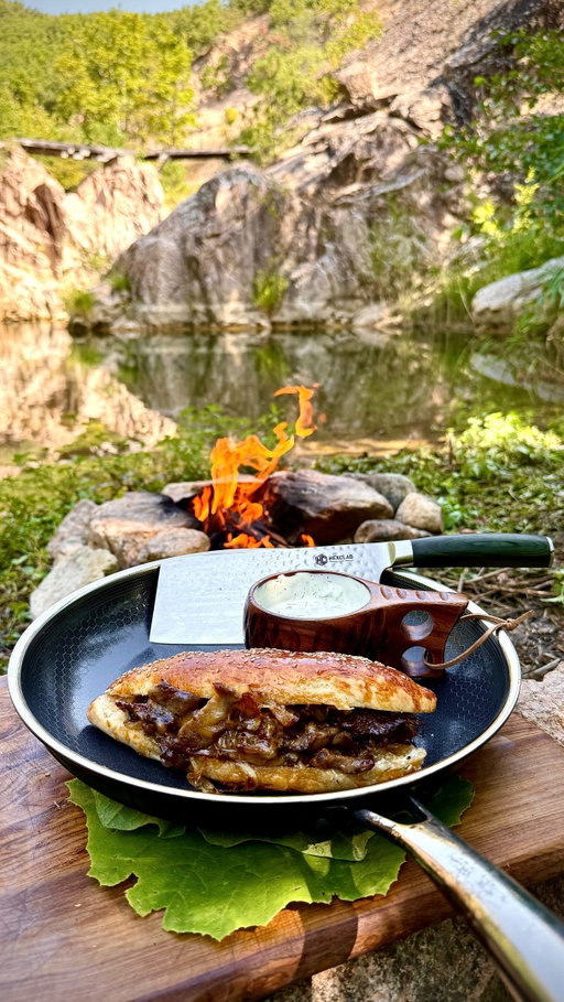 Ad | A cheesesteak sandwich to die for. ⚔️🔥
Cooked to perfection with the @hexclad_europe hybrid pan.

#outdoorcooking #wilderness #hexclad #cheesesteaksandwich