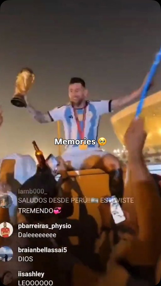 That time Enzo Fernández captured this moment of Leo Messi celebrating with the 2022 World Cup 🥹🏆 (via @enzojfernandez)