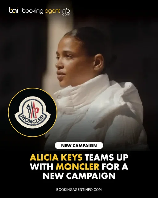 Alicia Keys (@aliciakeys) teams up with luxury fashion house Moncler (@moncler) for a stunning new campaign.

The cinematic ad spot captures Keys navigating New York City as her poetic narration reflects on the romance born where "snow met concrete." Over sweeping shots of Broadway, the subway, and Grand Central Station, she honors Gotham’s human connections and celebrates the dreamers, builders, and pioneers whose love stories demand to be told.

The high-fashion alignment deepens Keys’ multi-faceted brand portfolio, following her custom digital piano product collaboration with Yamaha, her empowering doll release with Barbie, and her ongoing partnership with Mercedes-Benz.

Moncler continues to elevate its outerwear collections through artistic visionaries, placing Keys alongside a stellar roster of past campaign collaborators that includes A$AP Rocky, Donald Glover, and Pharrell Williams.

Create a free account at BookingAgentInfo.com to be the first to know about new music brand partnerships.

Follow @bookingagentinfo_ for more.