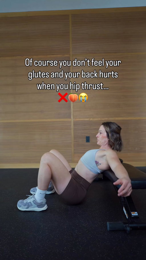 If you hate hip thrusts, you are probably making these mistakes in your workout. 

✨✨Comment BACKTOYOU for 30 days free in either app!

Hip thrusts are a glute exercise… but only if your glutes are actually doing the work. 🍑

A few mistakes I see ALL the time:

❌ Arching through your low back

More range isn’t always better. Finish by extending through your HIPS, not cranking your ribs up and dumping into your low back. 

✅ Think belt buckle to chin as you rise up. 

❌ Moving your torso and pelvis separately

✅Think of your torso like one solid unit. Your ribs and pelvis should move together as you hinge around the bench—not ribs first, hips second, weird worm situation. 🪱

❌ Holding your breath + bearing down

✅Yes, you need pressure to lift heavy. But pressure management matters—especially if you’re dealing with leaking, heaviness, prolapse or diastasis. Exhale through the hardest part (as you rise up) of the rep instead of holding your breath and pushing everything DOWN into your pelvic floor.

❌ Feet in the wrong spot

Too far away and your hamstrings take over. Too close and it becomes much more quad dominant. 

✅At the top, aim for roughly a 90° bend at the knees and adjust from there based on where YOU feel it.

❌ Chasing a giant range of motion

✅You don’t get bonus points for thrusting higher. Once your hips are fully extended and your glutes are squeezed, the rep is done. Don’t turn the last few inches into a backbend.

And one more: stop adding weight if you can’t control the rep. A heavier hip thrust isn’t automatically a better hip thrust.

Load it. Control it. Breathe through it. And let your GLUTES do the work. 🍑💪

Come try @stronglikeamother.app (for moms) or @menovation (for 40+ baddies) free for 30 days. Link in bio or comment BACKTOYOU! 

#hipthrust #fittips