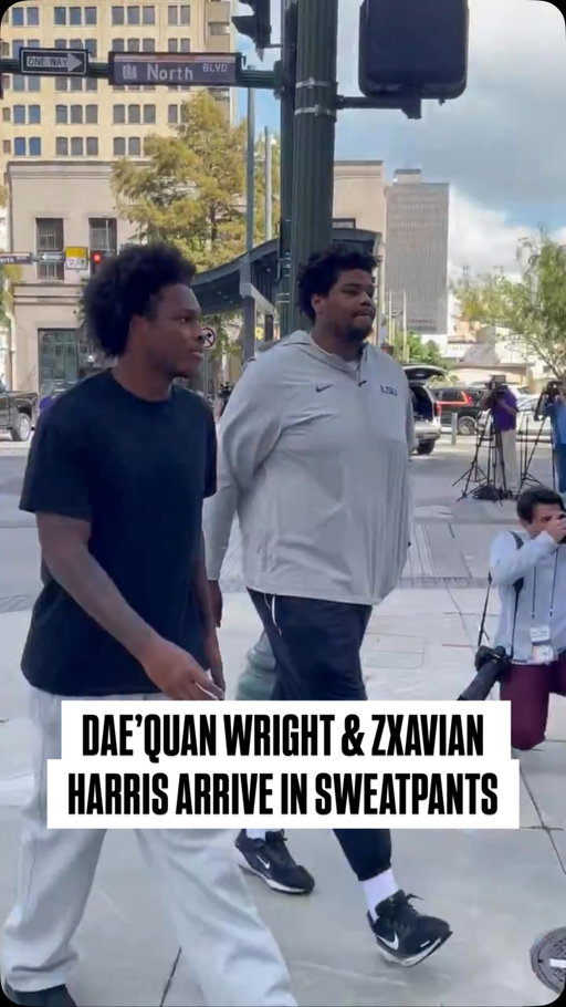 LSU commits Dae’Quan Wright and Zxavian Harris showed up to their eligibility hearing in sweatpants 😂

🎥: X/bycorydiaz