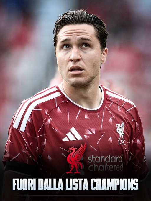 🚨 𝐔𝐋𝐓𝐈𝐌’𝐎𝐑𝐀! Federico Chiesa è stato lasciato 𝐟𝐮𝐨𝐫𝐢 𝐝𝐚𝐥𝐥𝐚 𝐥𝐢𝐬𝐭𝐚 del Liverpool per la Champions League! 🔴⚠️

Non parteciperà quindi alla league phase e sarà assente per la partita contro l’Inter il 19 gennaio. 🚫