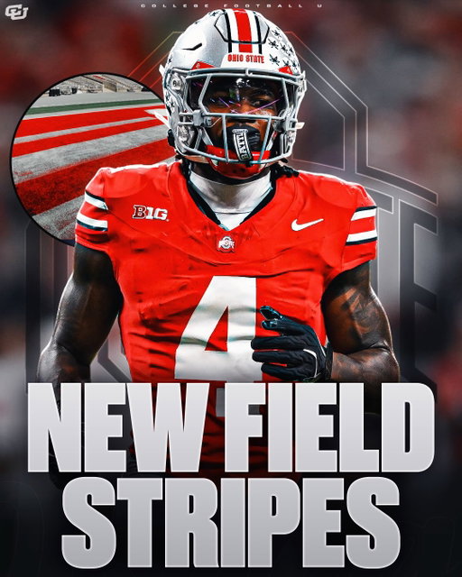 Ohio State has added Buckeye Stripes to their end zones for this season 🌰🔥

The Buckeyes unveiled the updated end zones Thursday ahead of their season opener against Ball State, adding the iconic stripe design to the field.

The move comes after Ohio State announced this summer that Buckeye Stripes would officially return as a permanent part of the program’s uniforms in 2026.

The Buckeyes introduced five new uniform combinations featuring the stripes, including the traditional home and away looks, Tunnel Vision, Sub Zero and Scarlet Rush.

The updated end zones are also possible thanks to Ohio State’s new turf, which gives the program more flexibility with field designs while providing a softer, more grass-like playing surface for the players.

The Buckeyes are set to debut the new look Saturday.

Thoughts? ⬇️