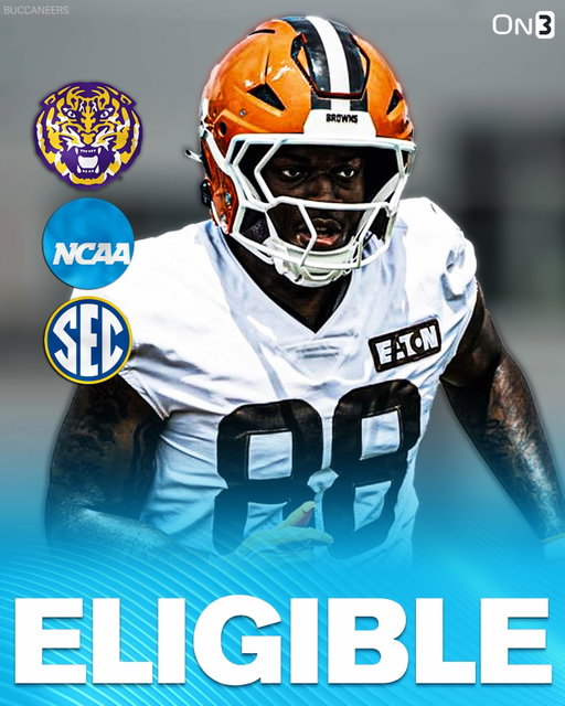 Former Browns TE Dae’Quan Wright, Saints DL Zxavian Harris and several others have been granted a preliminary injunction against the NCAA and SEC, Wilson Alexander reports.

Wright and Harris are currently eligible to play for LSU, if the Tigers decide to roster them.

Follow @On3 for the BEST of College Sports