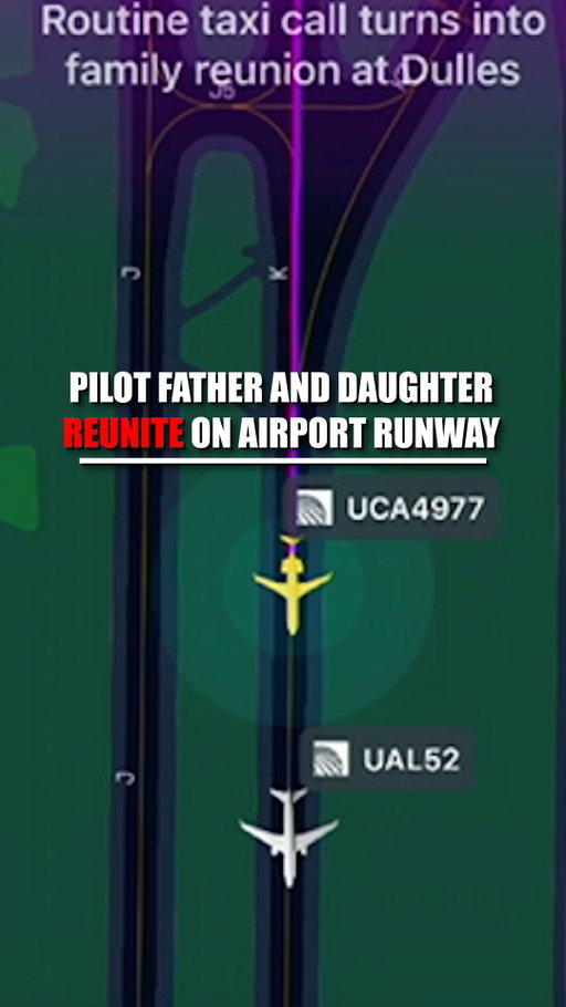 An unexpected family reunion unfolds right on the runway at Dulles International Airport.

A pilot spots her father, a fellow pilot, while taxiing, setting off a hilarious exchange over air traffic control.

Dad admits he's "sort of" proud of his daughter before delivering the ultimate father line: "She is on my cellphone plan."