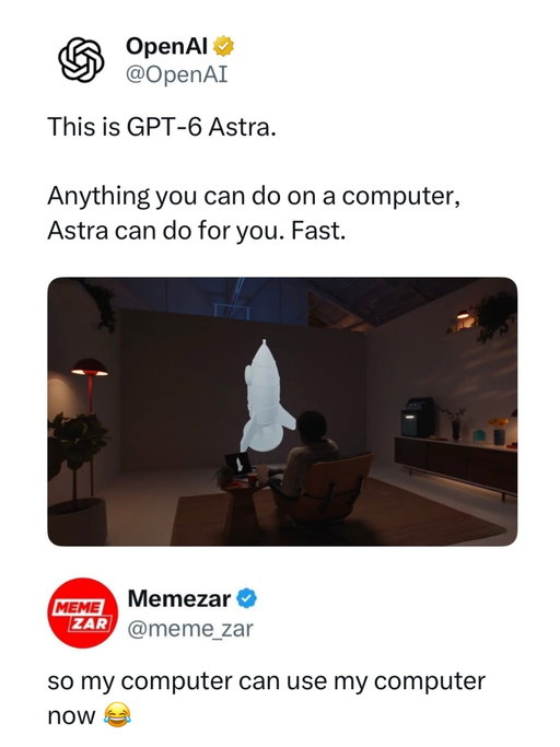 it’s really done for us 🥀

OpenAI has just launched GPT-6 Astra, and the pitch is basically: anything you can do on a computer, Astra can do for you. Fast. It’s designed for computer use, browsing, coding, research and professional work, with OpenAI reporting major gains in autonomous multi-step tasks. It can fill out forms, update CRMs, organize calendars, research online, create websites, work with documents and spreadsheets, and even install and test software. 

We spent years teaching computers how to follow instructions, then built AI that can operate the computer, and now the computer has effectively hired an AI to use itself. The particularly funny part is that Astra isn’t merely generating text about doing things; it can actually interact with software and complete end-to-end workflows. At this point the mouse and keyboard are basically just witnesses.
