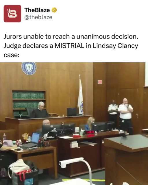 BREAKING: A mistrial was declared in the Lindsay Clancy case after jurors could not reach a unanimous verdict.