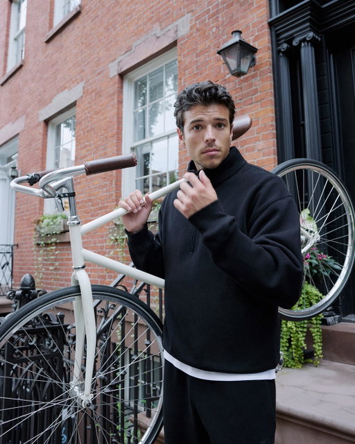 Introducing Men's Sweatfleece — fits designed for him, curated colours and that cloud-nine plush feel that can take him anywhere. See it on @lucafersko here and shop it 24-hours early on the Aritzia app.