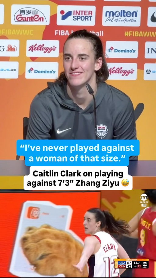 Caitlin Clark on facing 7’3” Chinese center Zhang Ziyu 😅