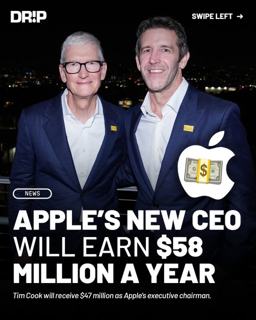 John Ternus is officially taking over as Apple’s CEO, succeeding Tim Cook after his 15 year run leading the company.

For fiscal 2027, Ternus has a $3 million annual base salary and a $55 million target equity award, bringing his target compensation to approximately $58 million. About 75% of his equity award is performance based and tied to Apple’s stock performance relative to other S&P 500 companies, while the remaining 25% is time based and vests over four years.

Cook, who is transitioning to Apple’s executive chairman, will receive a $2 million annual salary and a $45 million target equity award, giving him approximately $47 million in target compensation. His equity award is split evenly between performance based and time based stock.

The equity portions of both compensation packages are subject to vesting and performance conditions. Thoughts?