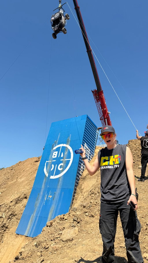 One of the most insane things I’ve watched @banks169 do. Everyone said they wanted him to go higher, well 2 years and the rental of a crane later @channel199 made it happen. 100 ft off the ground in a CanAm is truly unheard of and what most wouldn’t even be able to comprehend. @wesselbuilt is a master mind along with everyone else involved. But thank you most importantly for keeping him safe 🫶🏻 
•
•
Also, I think it’s about time for you get a car helmet ;)