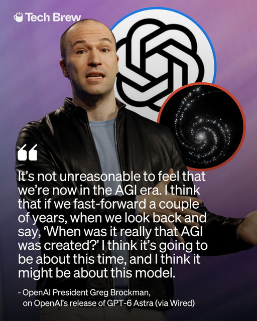 OpenAI says we’ve officially entered the AGI era.

The company just launched GPT-6 Astra, its most powerful model yet, claiming it can handle complex professional work, software engineering, cybersecurity, and even operate a computer like a human.

OpenAI president Greg Brockman called it a “generational leap,” while the company says Astra marks the beginning of artificial general intelligence, a level of AI that can perform across a broad range of tasks at or beyond human capability.

Welcome to the AGI era. Please keep your hands inside the vehicle.

📸: Getty