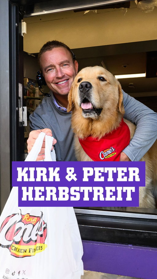 @kirkherbstreit and Peter are officially kicking off football season with @toddgraves and @raisingcane3 at the Mothership in Baton Rouge!
