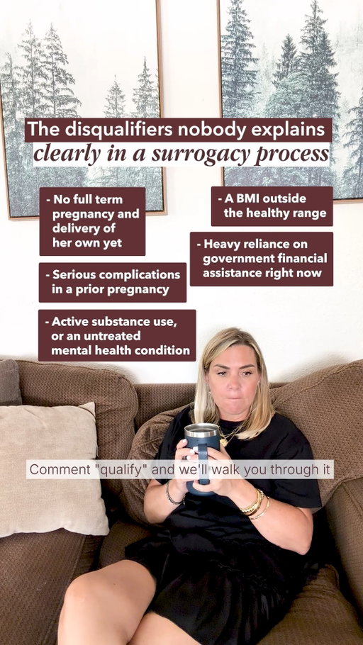 Qualifying to become a surrogate is not about convincing someone to let you do it.

It is about making sure you should.

There are medical requirements, pregnancy history, screenings, and other factors that all need to be considered before moving forward.

And sometimes, someone who genuinely wants to help a family may not qualify right now.

That is not a failure.

The screening process should be there to protect the surrogate just as much as it protects everyone else involved.

The right agency will explain the requirements clearly, including the reasons behind them.

Comment "qualify" and we'll walk you through it.