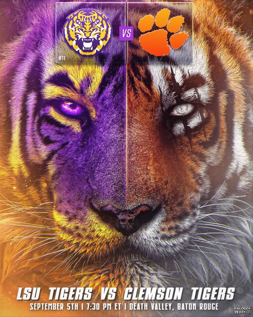 LSU VS CLEMSON: WEEK 1 🐅🐯

📅 Saturday, September 5th
⏰ 7:30 PM ET
📍 Death Valley, Baton Rouge

#lsu #lsufootball #cfb #lsuvsclemson #clemsonvslsu