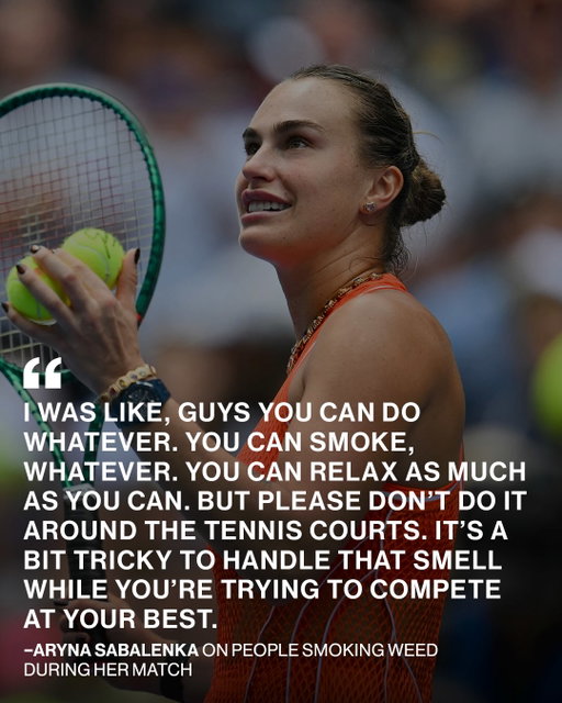 Nah who was smoking weed at the US Open?? 😳😂

Aryna Sabalenka stopped her US Open match due to someone smoking weed 👀

(📸: Getty/ Via @usopen )