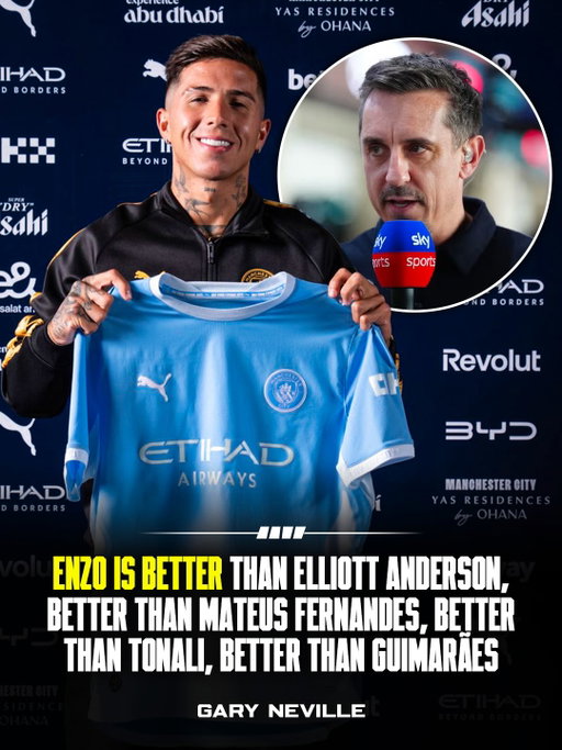 🚨 Gary Neville: “Enzo Fernandez is 𝐁𝐄𝐓𝐓𝐄𝐑 than Elliott Anderson, better than Mateus Fernandes, better than Tonali, better than Guimarães.” 🌟🇦🇷

“Manchester City have signed 𝐓𝐇𝐄 𝐓𝐎𝐏 𝐏𝐫𝐞𝐦𝐢𝐞𝐫 𝐋𝐞𝐚𝐠𝐮𝐞 𝐦𝐢𝐝𝐟𝐢𝐞𝐥𝐝𝐞𝐫, the best among the ones that got transfered this summer”, said The Overlap. 🔝✨