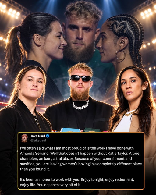 🇮🇪 NOTHING BUT RESPECT FROM JAKE PAUL TO KATIE TAYLOR 👏❤️

Ahead of the final fight of her legendary career, Jake paid tribute to Katie and the role she played alongside Amanda Serrano in changing women’s boxing forever. 🥊

A true champion, an icon and a trailblazer who leaves the sport in a completely different place than she found it.

One final time tonight. Enjoy it, Katie. ☘️❤️

#KatieTaylor #JakePaul #AmandaSerrano #Boxing