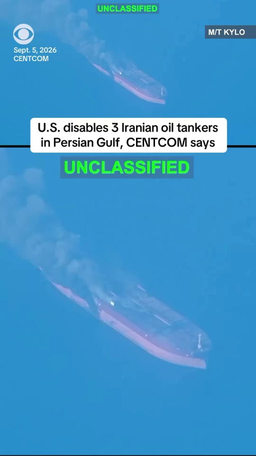 The U.S. "permanently disabled" three Iranian oil tankers in the Persian Gulf on Saturday after Iran's Revolutionary Guard fired ballistic missiles at a U.S. aircraft carrier and guided-missile destroyer, according to U.S. Central Command.

The ballistic missile attacks by Iran were unsuccessful, CENTCOM said, as both evaded the strikes and no American personnel were injured.

Video of all three of the strikes were included in a social media post about the attacks.