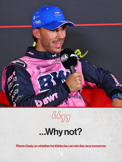 🗣️ Speaking to Sky Sports, Pierre Gasly was asked whether he thinks he can win tomorrow’s Grand Prix.

His response?