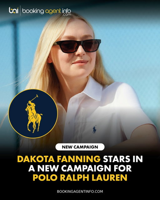 Dakota Fanning (@dakotafanning) stars in an elegant new campaign for Polo Ralph Lauren (@poloralphlauren .

Set against the backdrop of New York City, the poetic ad spot features Fanning, sporting a stylish white Polo dress, reflecting on the city’s rich connection with the sport as shots of local tennis games flash across the screen. 

“New York in tennis, like a bagel and cream cheese, bright lights in Broadway, Harlem and jazz. It just works, a love story for the ages,” Fanning narrates, concluding that while there is tennis all over the world, nowhere does it like New York.

The stylish collaboration expands Fanning’s high-fashion profile, following her high-profile event appearance with Chanel, her past campaign work with Loewe, and her previous product collaboration with Madewell.

Polo Ralph Lauren continues its long-standing connection to sport and culture, placing Fanning alongside a distinguished list of past brand faces that includes Mark Lee, Nick Jonas, and Hannah Dodd.

The major campaign caps off a standout 2026 stretch for the Hollywood star. Coming off her lead performances in The Sun Never Sets and Vicious, Fanning is set to star in the upcoming historical drama film The Nightingale.

Create a free account at BookingAgentInfo.com to be the first to know about new entertainment brand partnerships.

Follow @bookingagentinfo_ for more.