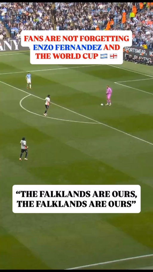 Manchester City’s Enzo Fernandez subbed off to Coventry City fans singing “the Falklands are ours.” 

The midfielder scored the equalizer for Argentina in their win over England in the World Cup semi-final, after which Argentine players held a banner saying the British-controlled islands belong to Argentina.