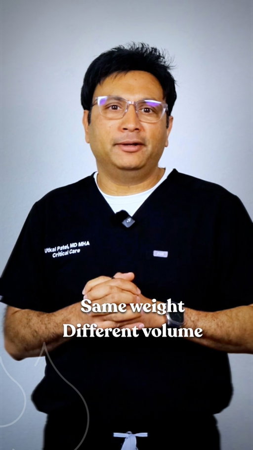 The same amount of weight can take up very different amounts of space.

Dr. Patel uses a simple comparison to explain why muscle and fat tissue do not have the same volume.

That matters when you are thinking about changes in body composition.

A measurement tells you how much something weighs.

It does not tell you how much physical space that tissue occupies.

In the example shown here, the same 5-pound amount can look very different depending on the type of tissue.

This is one reason body composition is more nuanced than a single measurement.

Comment EVAL to learn more about our GLP-1 programs.

#BodyComposition #MuscleHealth #MetabolicHealth #GLP1