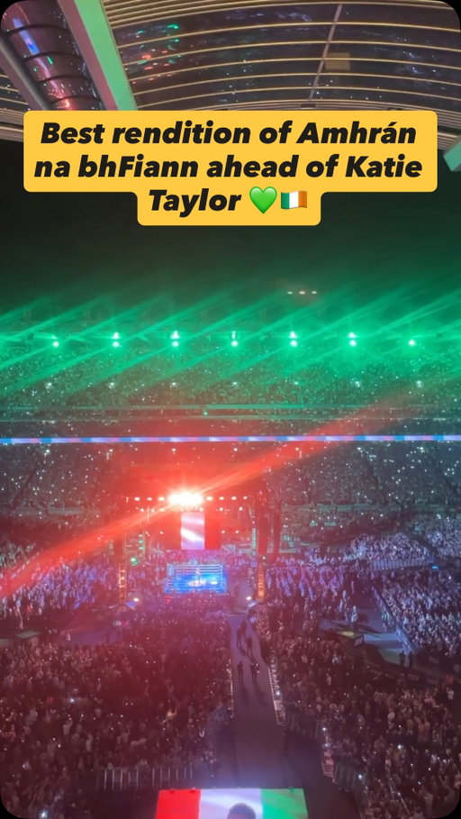 Pure goosebumps. What a country. 

Behind Katie Taylor for one last battle! 🇮🇪🥊

🗣️ @roisinomusic @aoifescottmusic