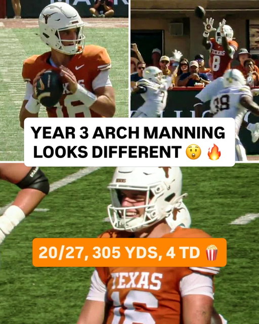 YEAR 3 ARCH MANNING THROWING DIMES 😤

Tied his career-high with 4 Pass TD against Texas State in Texas’s season opener!